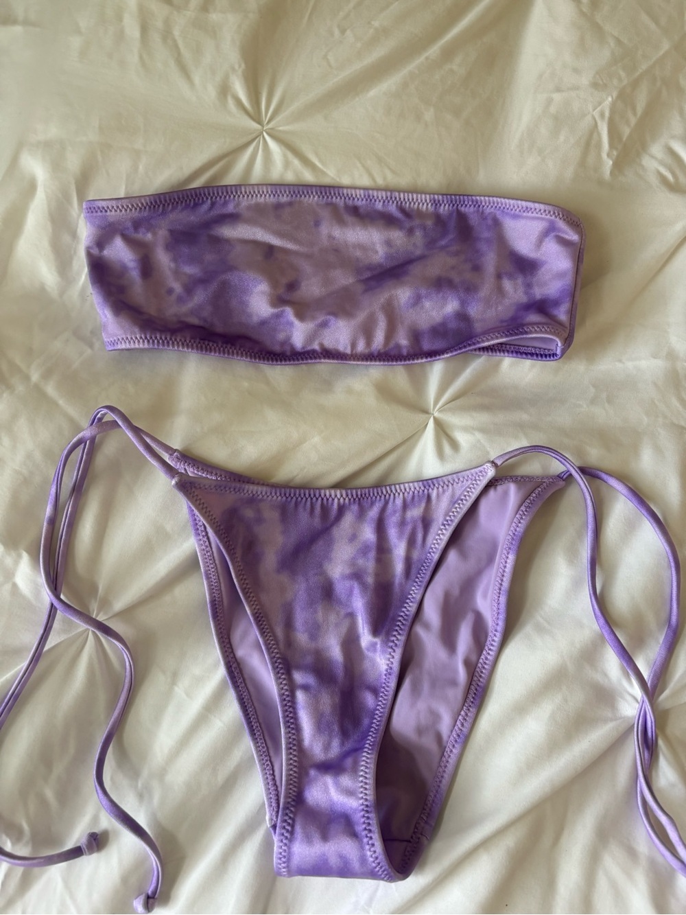 Kendall & Kylie Lavender Tie-Dye Bandeau Bikini Set
